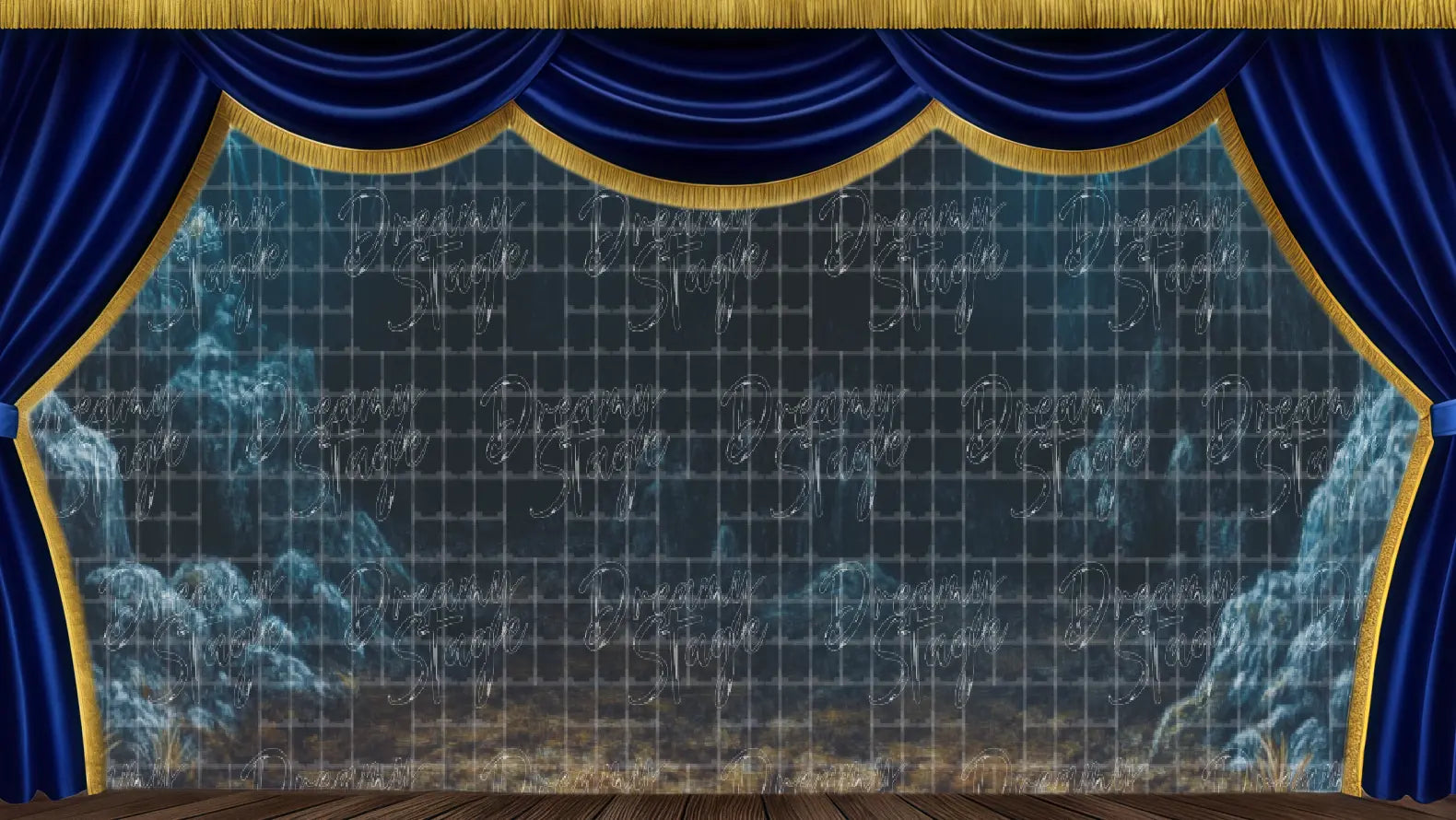 Mystic cave stage backdrop suitable for treasure or fantasy scenes.