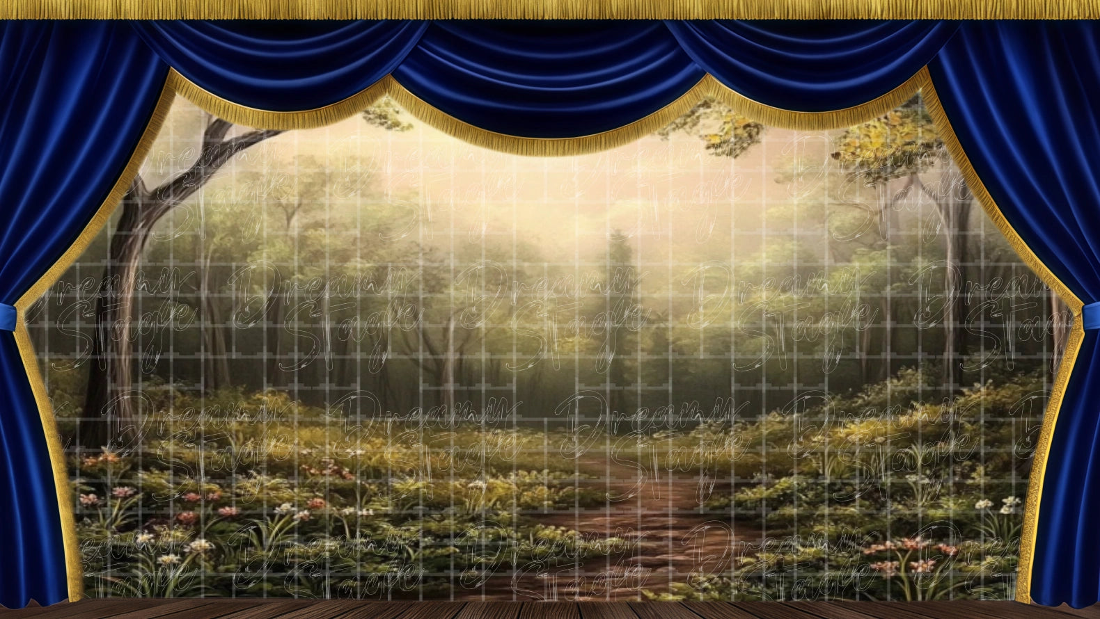 Golden Mist Forest Ballet Backdrop – Transitional Scene – Dreamystage