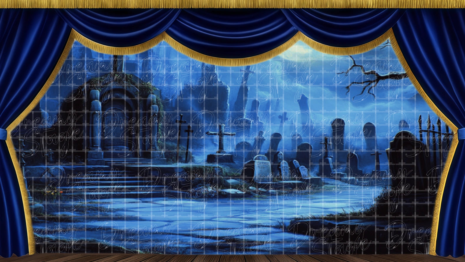 Moonlit Graveyard with Mist backdrop for ballet performance